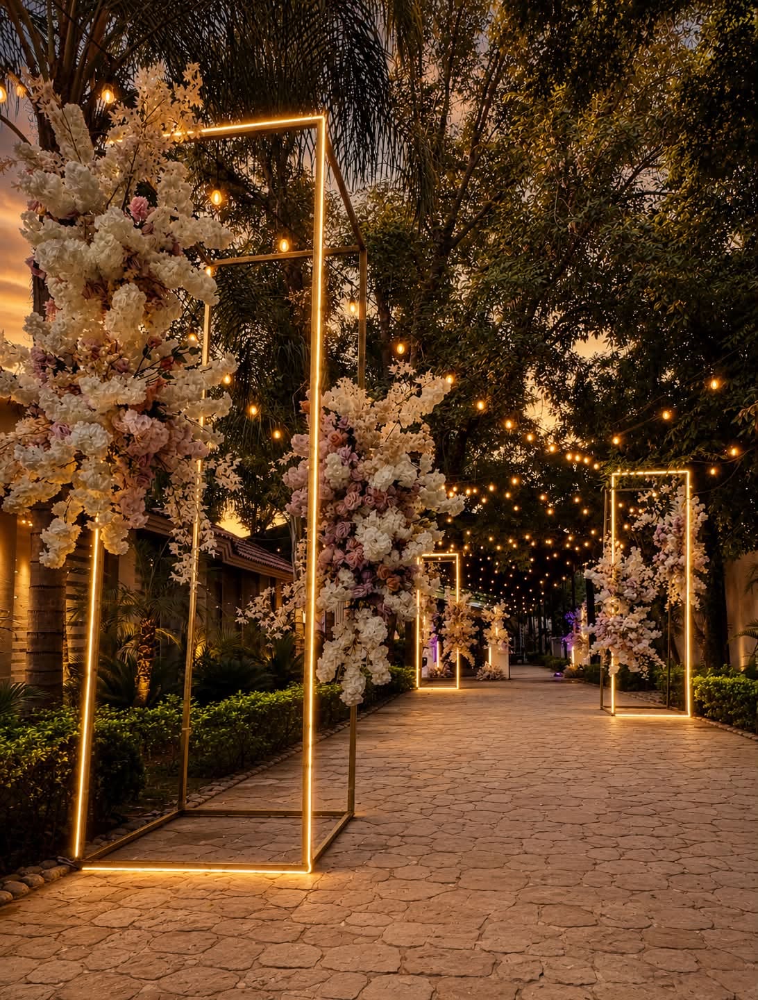 Entrada con arcos luminosos
